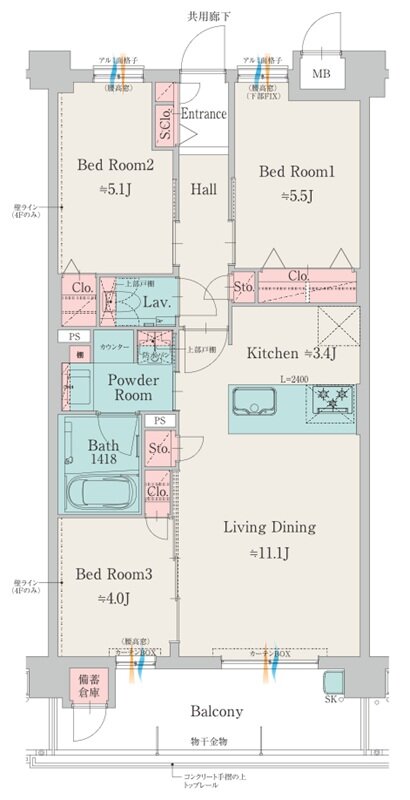 モントーレ室見リバーサイド 間取り B TYPE（BASIC PLAN）