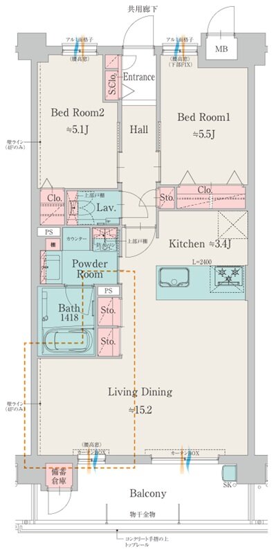 モントーレ室見リバーサイド 間取り B TYPE（MENU PLAN）