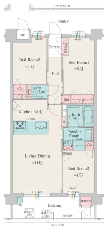 モントーレ室見リバーサイド 間取り E TYPE(BASIC PLAN)
