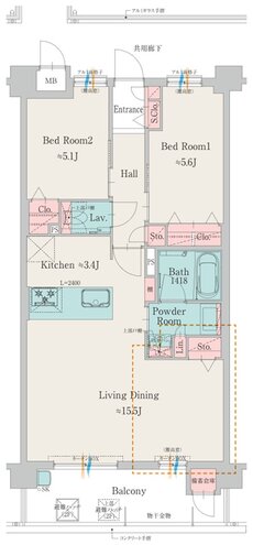 モントーレ室見リバーサイド 間取り E TYPE（MENU PLAN）