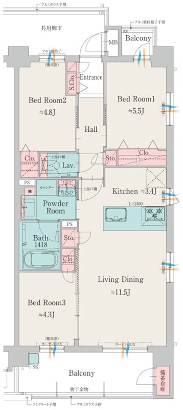 モントーレ室見リバーサイド 間取り F TYPE（BASIC PLAN）
