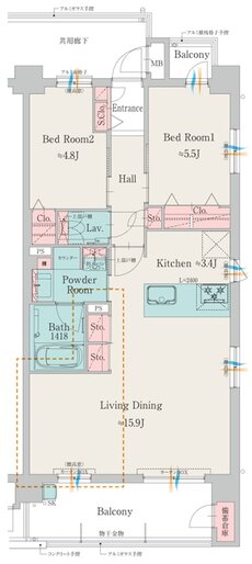 モントーレ室見リバーサイド 間取り F TYPE（MENU PLAN）