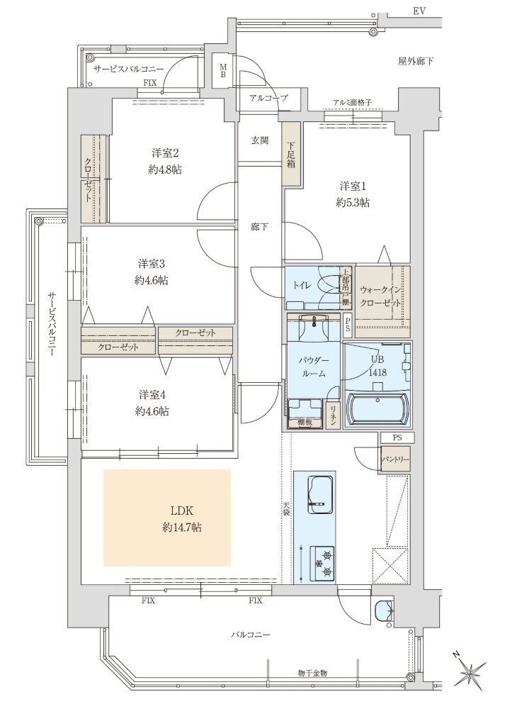 アクロス箱崎宮前レイスマート 間取り A type