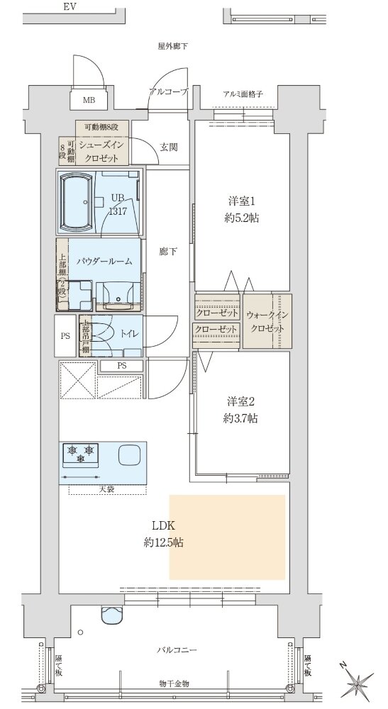 アクロス箱崎宮前レイスマート 間取り B type