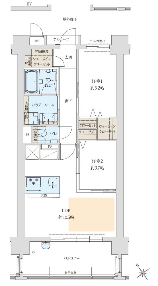 アクロス箱崎宮前レイスマート 間取り B type