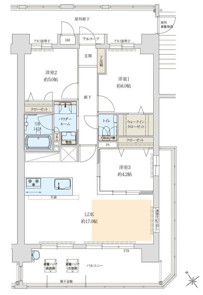 アクロス箱崎宮前レイスマート 間取り C type