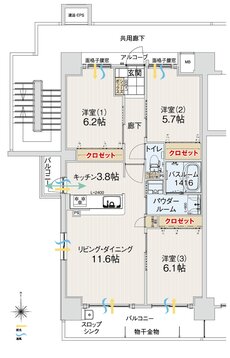 アルファスマート久米 間取り A type