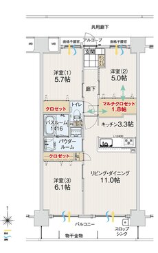 アルファスマート久米 間取り C type