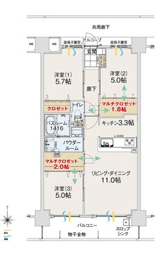 アルファスマート久米 間取り E type