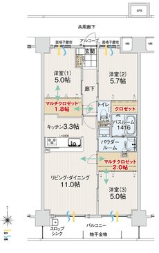 アルファスマート久米 間取り F type