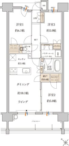 MJR白木原 間取り D type