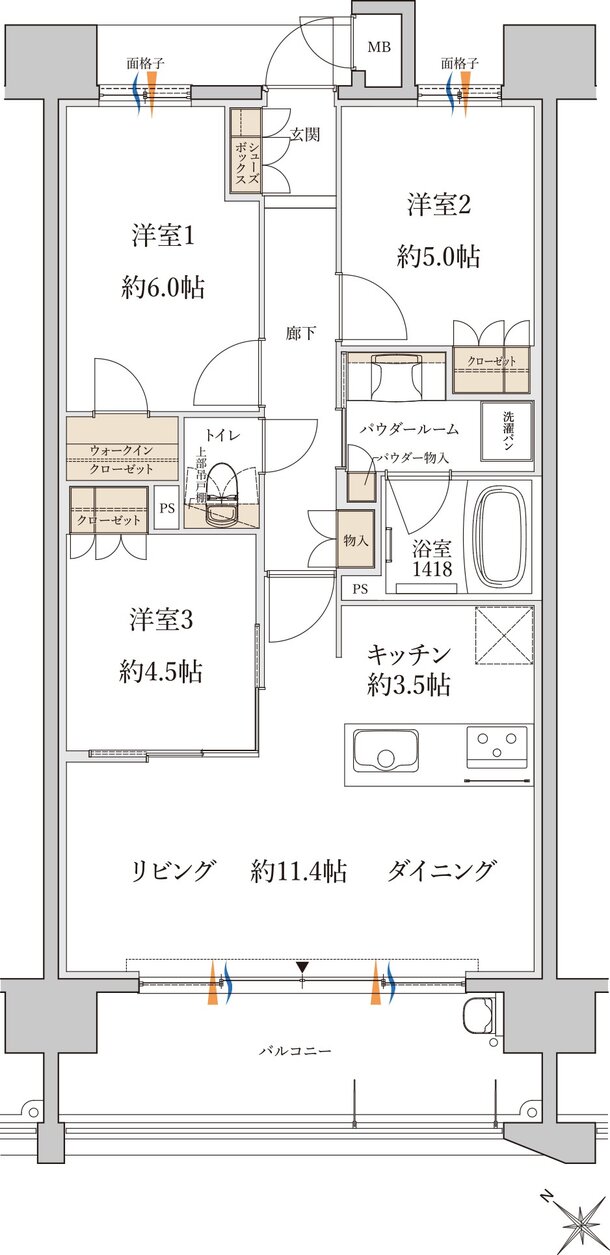 MJR白木原 間取り E type