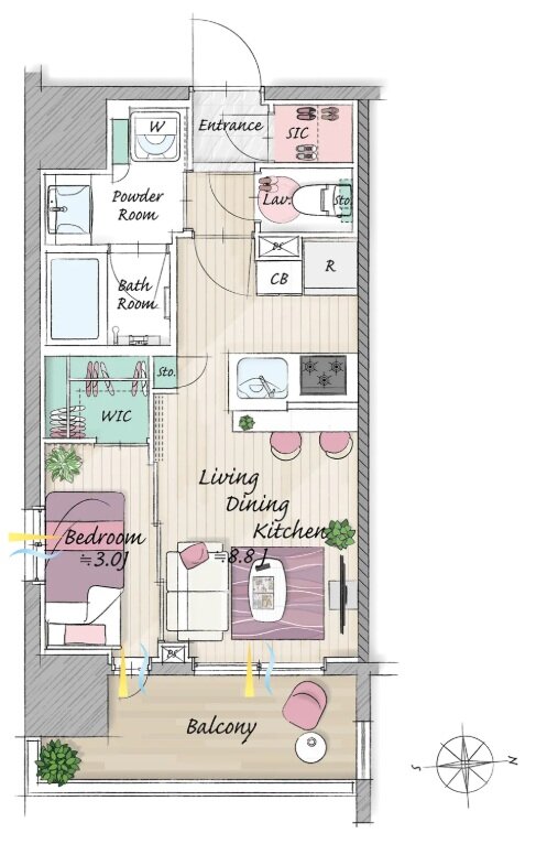 グローベル草加 ザ・プレミア 間取り B2タイプ