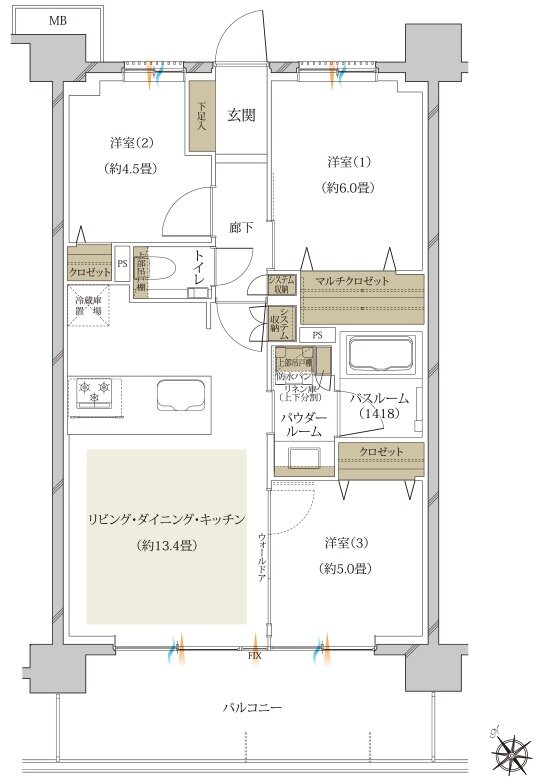 ヴェレーナ松戸レジデンス 間取り B type