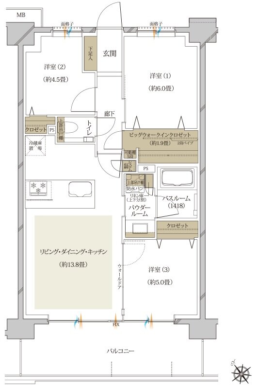 ヴェレーナ松戸レジデンス 間取り H TYPE