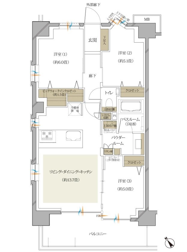 ヴェレーナ松戸レジデンス 間取り A1 type