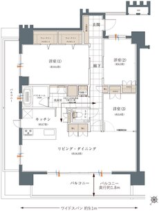 ザ・ライオンズ那覇新都心 間取り E TYPE