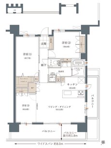 ザ・ライオンズ那覇新都心 間取り D2 TYPE