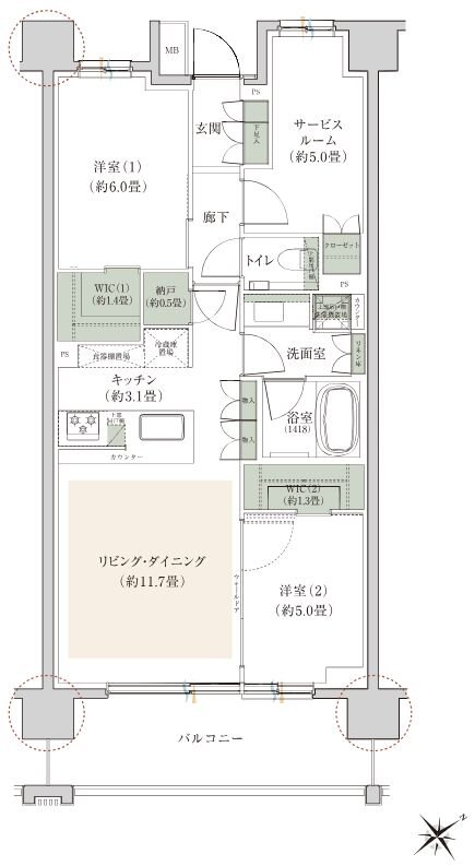 プライム横浜 間取り H-D2 TYPE