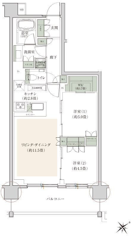 プライム横浜 間取り H-E TYPE