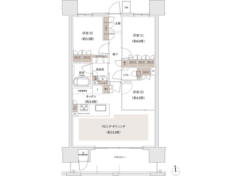 パークホームズ大濠公園ミッド 間取り B1タイプ