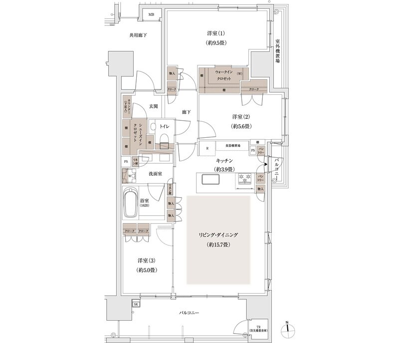 パークホームズ大濠公園ミッド 間取り E1タイプ