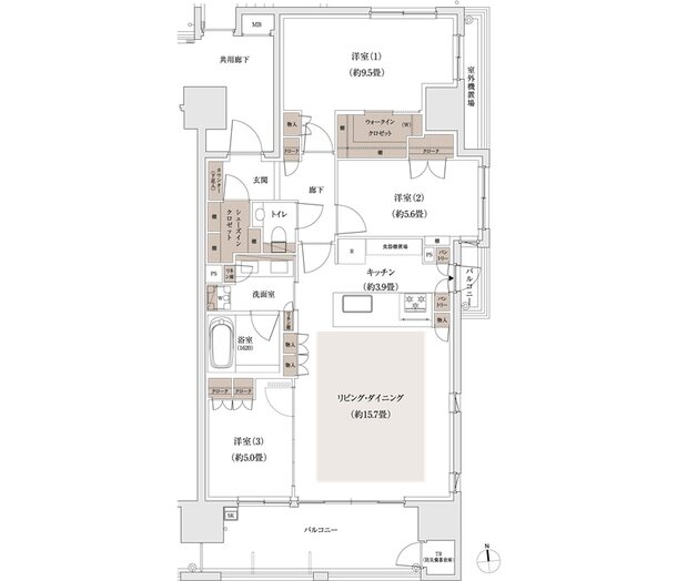 パークホームズ大濠公園ミッド 間取り E1タイプ