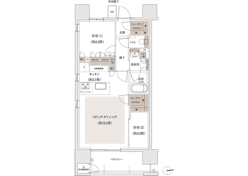 パークホームズ大濠公園ミッド 間取り F1タイプ