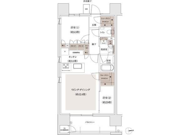 パークホームズ大濠公園ミッド 間取り F1タイプ