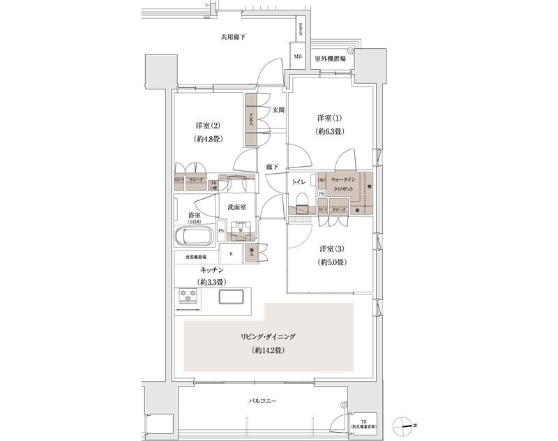 パークホームズ大濠公園ミッド 間取り H1タイプ