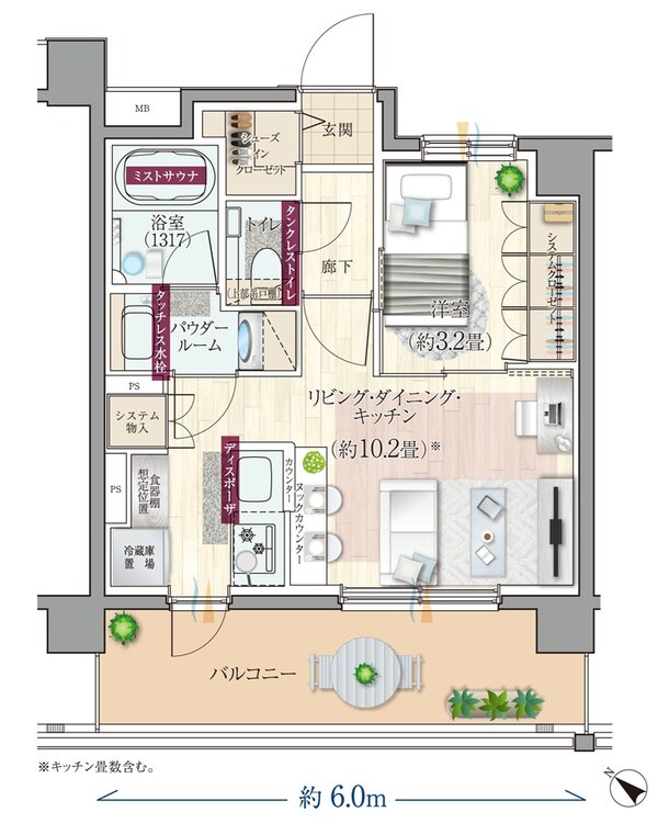エクセレントシティ清瀬ザ・グレイス 間取り N type