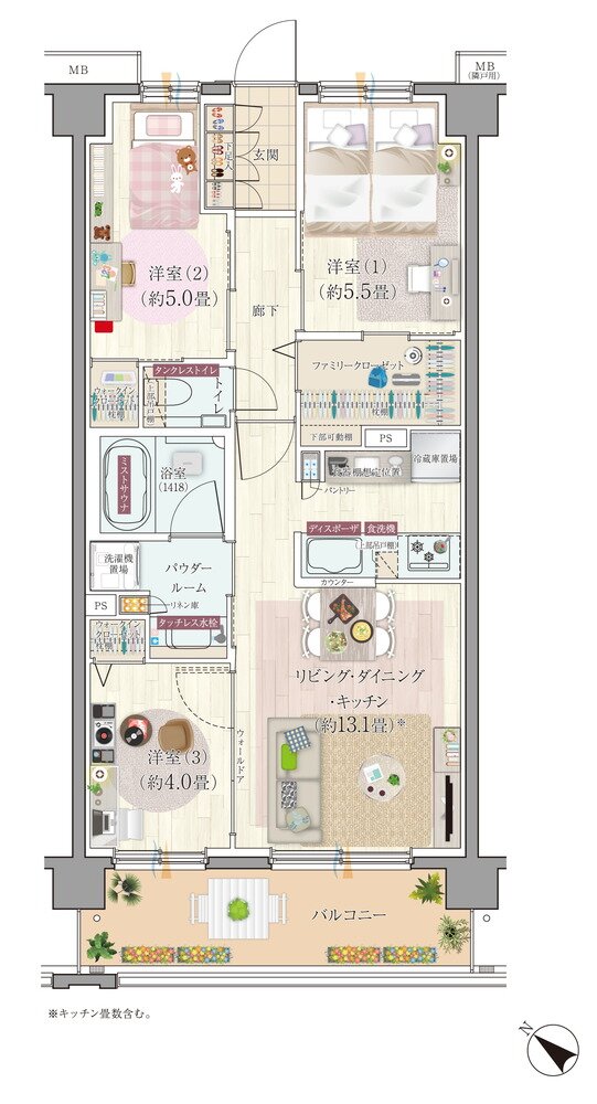 エクセレントシティ清瀬ザ・グレイス 間取り E type