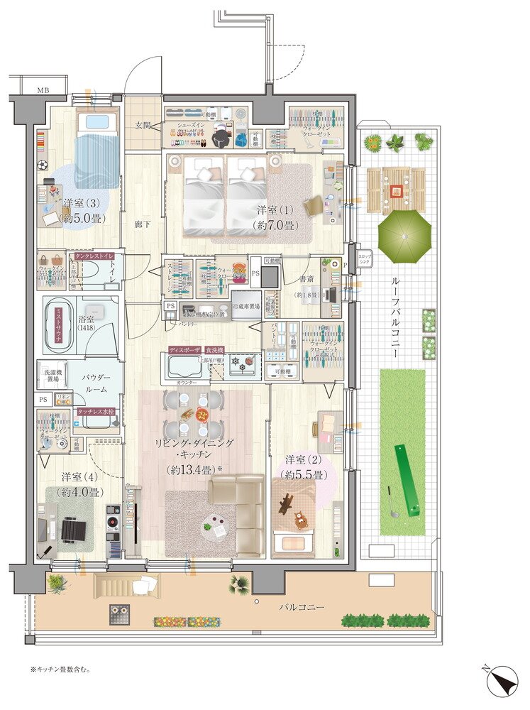 エクセレントシティ清瀬ザ・グレイス 間取り Rr type