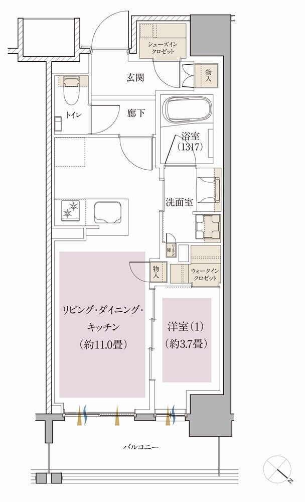 Brillia(ブリリア) 月島四丁目 間取り B1' type