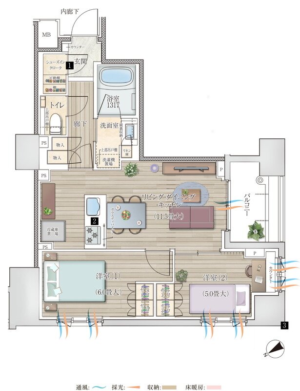 ルジェンテ横濱馬車道 間取り D1タイプ