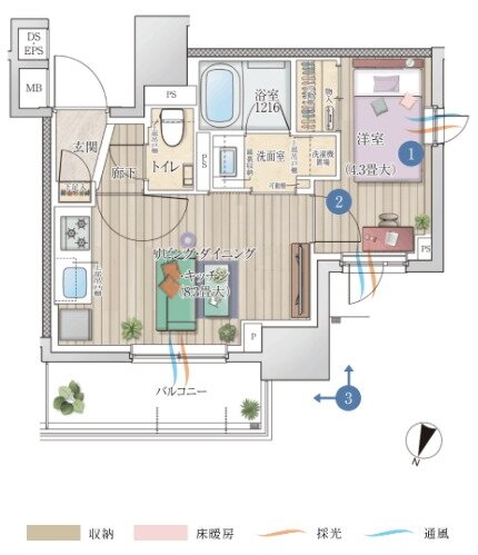 ルジェンテ横浜桜木町 間取り Bタイプ