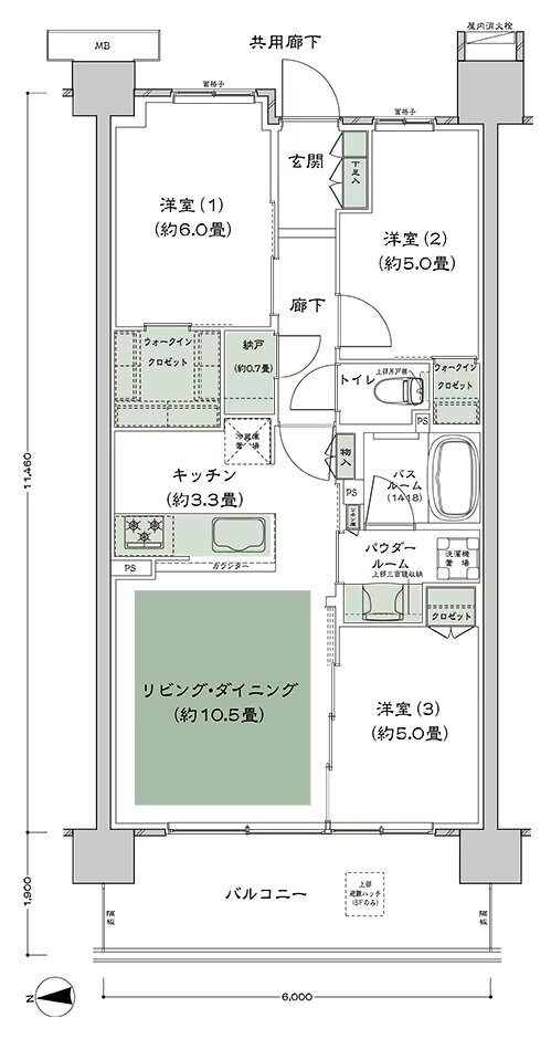 シティテラス志木 間取り A-B1a type