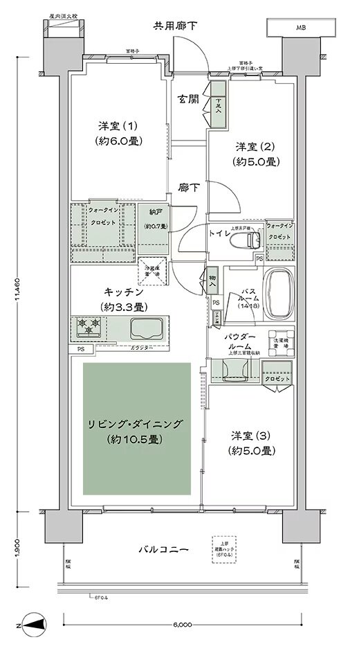 シティテラス志木 間取り A-B1b type