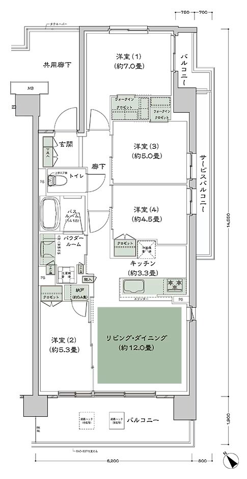 シティテラス志木 間取り D-E'1 type