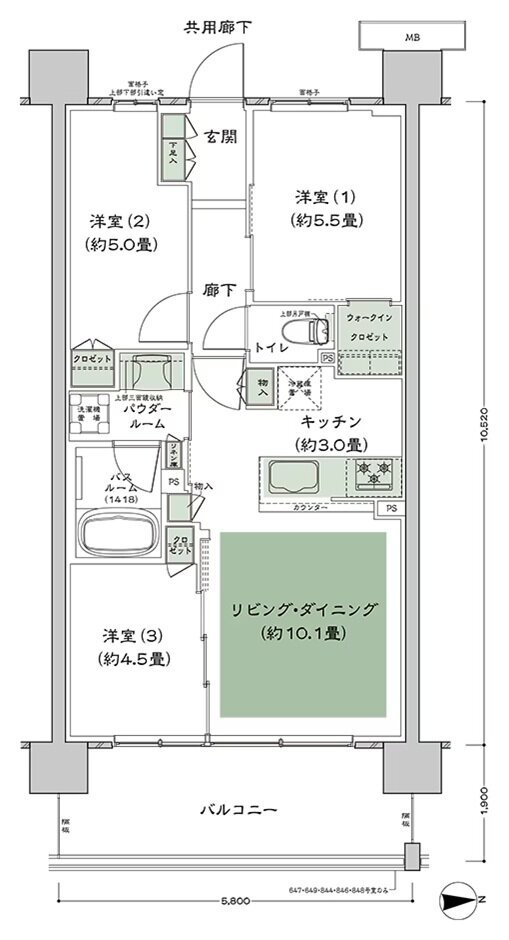 シティテラス志木 間取り E-N' type