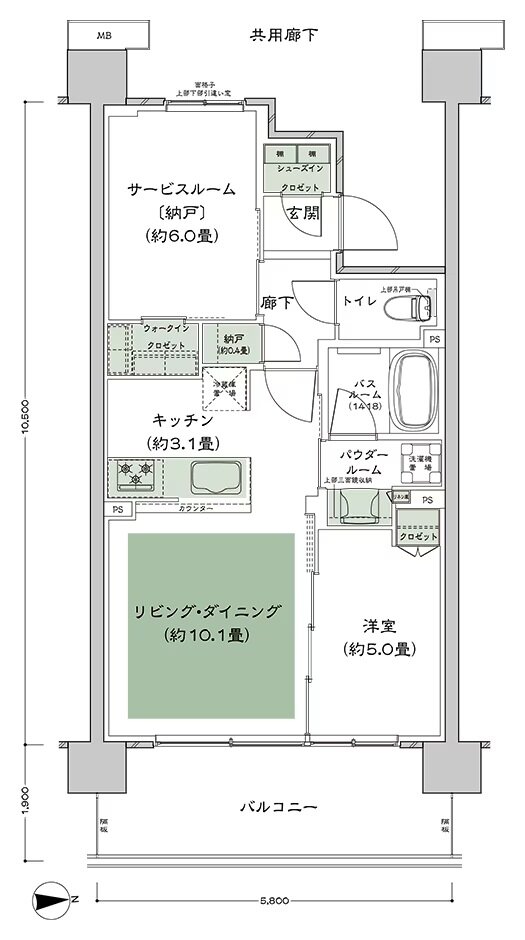 シティテラス志木 間取り E-L2 type