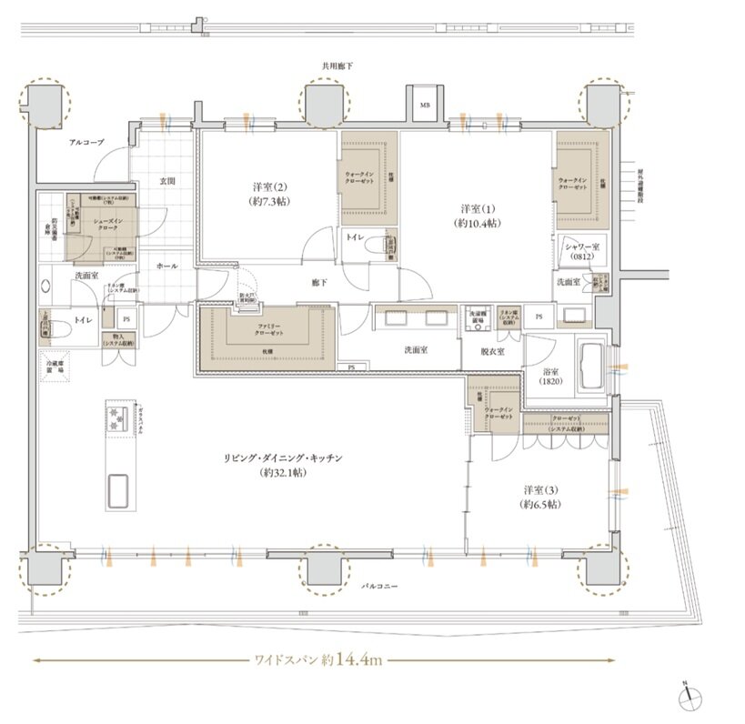 レ・ジェイド 那覇安里駅前 間取り G type 〈最上階角住戸〉