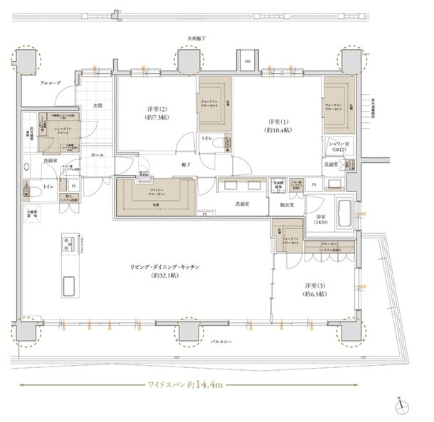 レ・ジェイド 那覇安里駅前 間取り G type 〈最上階角住戸〉