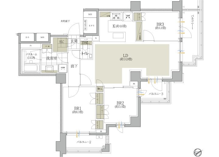 イノベイシア恵比寿 間取り H2タイプ