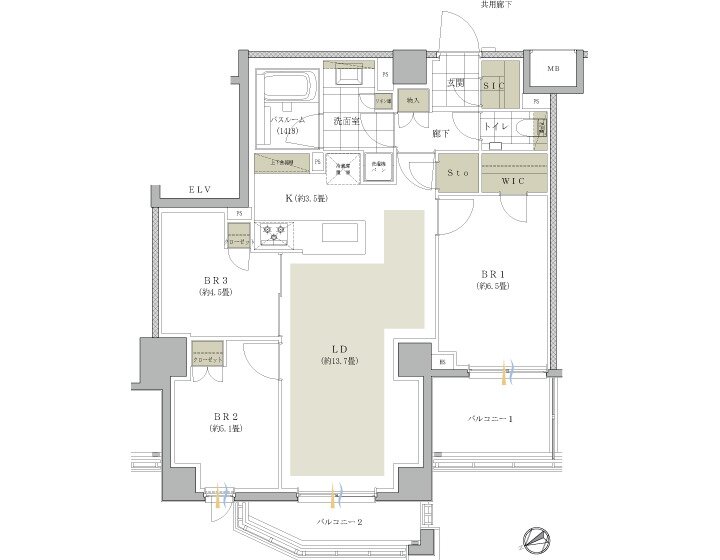 イノベイシア恵比寿 間取り B1タイプ