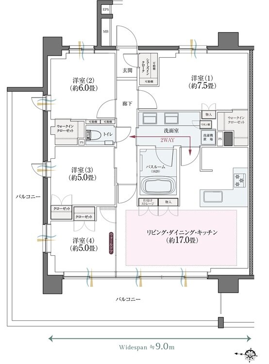 クリオ北浦和ガーデンコート 間取り Gタイプ
