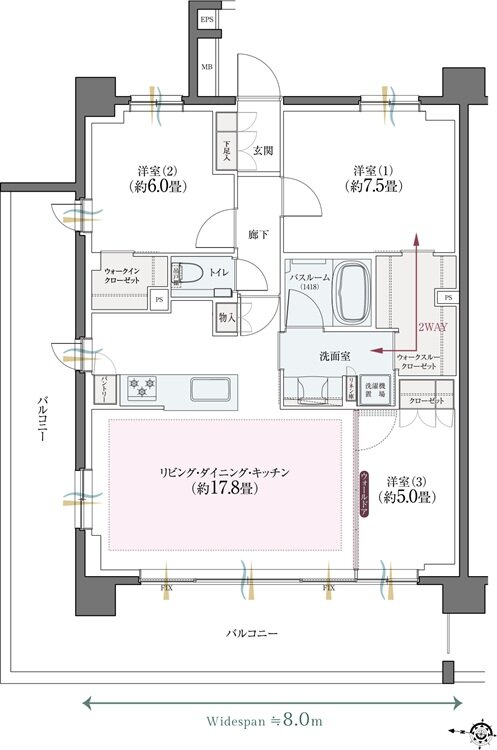 クリオ北浦和ガーデンコート 間取り A1タイプ