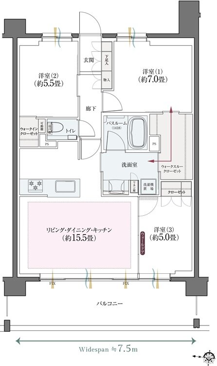 クリオ北浦和ガーデンコート 間取り B2タイプ