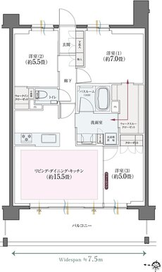 クリオ北浦和ガーデンコート 間取り B2タイプ