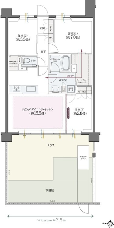 クリオ北浦和ガーデンコート 間取り B1タイプ【第1期2次予告】
